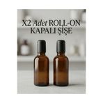 GUCSO 2'li 50 ml Amber Cam Roll, Siyah Kapaklı, Bilyeli Roll On Şişesi Esans Parfüm Yağ Şişesi 50 cc