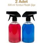 Gucso 2'li Set, 500 ml Tombul Plastik Sprey Şişe Siyah Tetikli, Kolonya Dezenfektan Temizlik Spreyi Şişesi - 2 Adet
