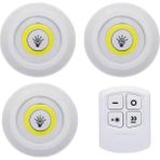 Gucso Uzaktan Kumandalı Kablosuz Pilli LED Spot Lamba 3’lü Yapışkanlı Dolap Altı Aydınlatma Gece Lambası Mutfak Raf Işığı - 54 x 32 mm - Çok Renkli