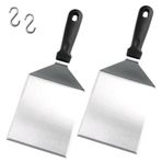 Gudalea Teppanyaki ızgara spatulası, 2 Plancha spatula, büyük paslanmaz çelik ızgara spatulası, profesyonel metal Burger spatulası, Smash Burger için, ızgara spatulası, gazlı mangal için ızgara spatulası