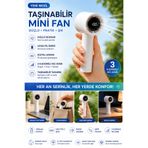 GudeX Dijital Ekranlı Mini Fan USB Şarjlı 3 Kademeli Taşınabilir El Vantilatörü