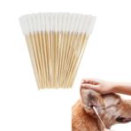GUEDKIKL 100 adet köpek pamuk tomurcukları, 6 inç uzun pamuklu çubuklar Pet pamuklu çubuklar evcil hayvan kulak temizleyici çubuklar uzun bambu saplı kedi köpek için kulak balmumu çıkarma