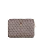 Guess 4g Desenli Üçgen Logolu 14"" Uyumlu Unisex Laptop Çantası - Kahverengi