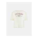 Guess Arianna Kadın Aktif Boxy Fit T-Shirt, Krem, M Beden