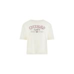 Guess Arianna Kadın Aktif Boxy Fit T-Shirt, Krem, S Beden