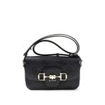 GUESS Askılı Çanta Omuz Çantası Janie Logo Convertible Xbody Flap Coal Logo Koyu Gri