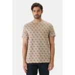 Guess Bisiklet Yaka Kısa Kollu Jakarlı 4G Örme Erkek Bej T-Shirt M6gp34k3200-Fmaz