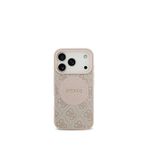 Guess Circle Classic Serisi iPhone 17 Pro Yazı Logolu Magsafe Uyumlu Pembe Telefon Kılıfı