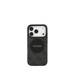 Guess Circle Classic Serisi iPhone 17 Pro Yazı Logolu Magsafe Uyumlu Siyah Telefon Kılıfı