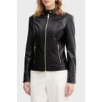 Guess Claudine Slim Fit Dik Yaka Biker Ceket W6RL52WL850 Bayan Ceket W6RL52 WL850 Jblk - Siyah