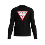 Guess CN LS Original Logo Mid Organic S Bisiklet Yaka Baskılı Siyah Erkek T-Shirt