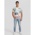 Guess Desenli Riviera Bisiklet Yaka T-Shirt M4GI54K9RM1 - Beyaz