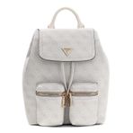 GUESS eğlence sırt çantası Manhattan II Flap Sırt Çantası Kemik Logo krem-beyaz