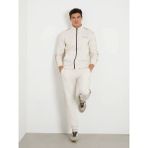 Guess Erkek Beyaz Dik Yaka Zip Ceket - 2XL