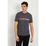 Guess Erkek Tamamı Logolu T-shirt Siyah