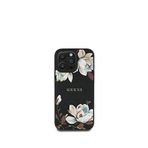 Guess Flowers Serisi iPhone 16 Pro Magsafe Uyumlu Siyah Telefon Kılıfı