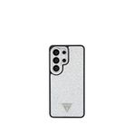 Guess Galaxy S26 Ultra Glitter Gri Üçgen Logolu Metal Kamera Çerçeveli Gümüş Magsafe Uyumlu Telefon Kılıfı