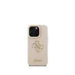 Guess Grained iPhone 15 Pro Max Kamera Standlı Bej Telefon Kılıfı