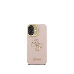 Guess Grained iPhone 16 Kamera Standlı Pembe Telefon Kılıfı