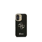 Guess Grained iPhone 16 Kamera Standlı Siyah Telefon Kılıfı