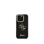 Guess Grained iPhone 16 Pro Kamera Standlı Siyah Telefon Kılıfı
