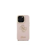 Guess Grained iPhone 16 Pro Max Kamera Standlı Pembe Telefon Kılıfı