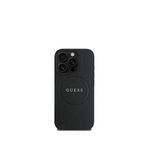 Guess Grained iPhone 16 Pro Yazı Logolu Magsafe Uyumlu Siyah Telefon Kılıfı