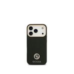 Guess Grained Serisi iPhone 17 Pro Taşlı 4G Logolu Magsafe Uyumlu Siyah Telefon Kılıfı