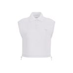 Guess Habi Kolsuz Kadın Polo Crop T-shirt, Beyaz, M Beden