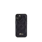 Guess iPhone 15 Kapitone Metal Logolu Siyah Telefon Kılıfı