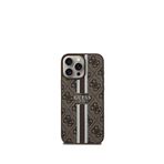 Guess iPhone 15 Pro Kahverengi Printed 4G Şerit Logolu Magsafe Uyumlu Telefon Kılıfı