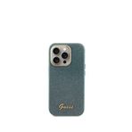 Guess Iphone 15 Pro Max Uyumlu Glitter Glossy Script Haki Silikon Kılıf