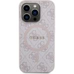 Guess İphone 15 Pro Max Uyumlu Kılıf Guess Lisanslı Magsafe Özellikli 4G Desenli Yazı Logolu Kapak Pembe
