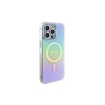 Guess İphone 15 Pro Max Uyumlu Kılıf Lisans Magsafe Şarj Özellik Yazı Logo Iridescent Turkua