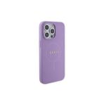 Guess İphone 15 Pro Max Uyumlu Kılıf Lisanslı Magsafe Şarj Yazı Logolu Saffiano Açık Mor