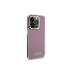 Guess İphone 15 Pro Max Uyumlu Kılıf Lisanslı Yazı Logolu Mirror Disco Kapak Pembe