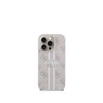 Guess iPhone 15 Pro Pembe Printed 4G Şerit Logolu Magsafe Uyumlu Telefon Kılıfı