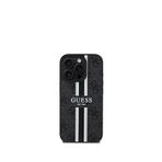 Guess iPhone 15 Pro Siyah Printed 4G Şerit Logolu Magsafe Uyumlu Telefon Kılıfı