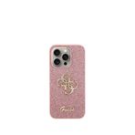 Guess Iphone 15 Pro Uyumlu Glitter 4g Logolu Pembe Silikon Kılıf
