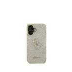 Guess iPhone 16 Altın Uyumlu Glitter 4G Logolu Telefon Kılıfı
