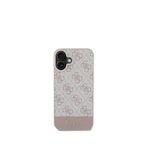 Guess iPhone 16 Pembe Şerit Logolu Telefon Kılıfı