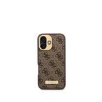Guess iPhone 16 Plus Metal Plaka Logo Magsafe Uyumlu Kahverengi Telefon Kılıfı