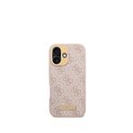 Guess iPhone 16 Plus Pembe Metal Plaka Logo Magsafe Uyumlu Telefon Kılıfı