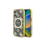 Guess İphone 16 Plus Uyumlu Kılıf 4G Desenli Iml Yazı Logolu Peony Kahverengi