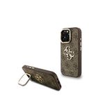 Guess Iphone 16 Pro Deri 4g Metal Logo Standlı Kahverengi Telefon Kılıfı
