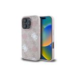 Guess İphone 16 Pro Max Kılıf Lisanslı Magsafe Şarj 4G Desenli Yazı Logolu Peony Pembe