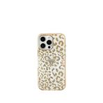 Guess Iphone 16 Pro Max Leopar Desenli Simli Üçgen Logolu Magsafe Uyumlu Telefon Kılıfı