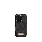 Guess iPhone 16 Pro Max Metal Plaka Logo Magsafe Uyumlu Siyah Telefon Kılıfı