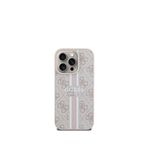 Guess iPhone 16 Pro Max Pembe 4G Şerit Logolu Magsafe Uyumlu Telefon Kılıfı