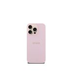 Guess iPhone 16 Pro Max Pembe Grained Yazı Logolu Magsafe Uyumlu Telefon Kılıfı